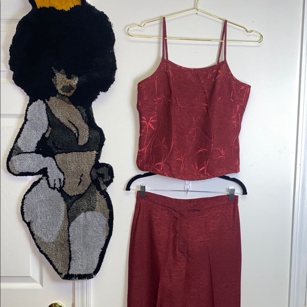 Vintage Amori 2-Piece Set•Red Bamboo Print•Top & Pants